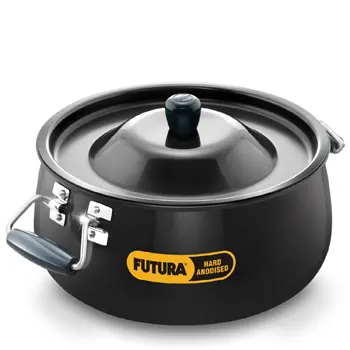 Hawkins Futura 12 Litre BigBoy Biryani Handi, Hard Anodised Pot with Hard Anodised Lid, Sauce Pan for Cooking and Serving Biriyani, Black (ABH12)