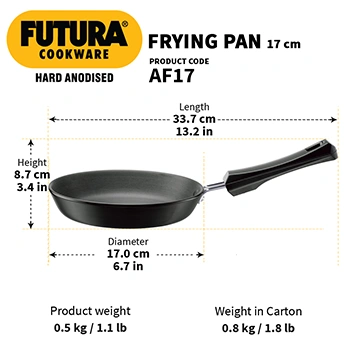 Hawkins Futura 17 cm Frying Pan, Hard Anodised Fry Pan, Small Frying Pan, Black (AF17)