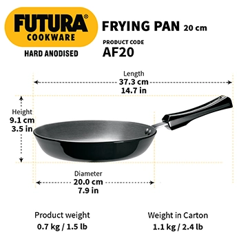Hawkins Futura 20 cm Frying Pan, Hard Anodised Fry Pan, Small Frying Pan, Black (AF20)