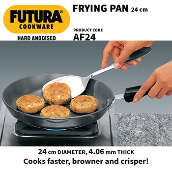 Hawkins Futura 24 cm Frying Pan, Hard Anodised Fry Pan, Black (AF24)