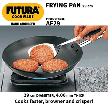 Hawkins Futura 29 cm Frying Pan, Hard Anodised Fry Pan with Stainless Steel Handle, Big Frying Pan, Black (AF29)
