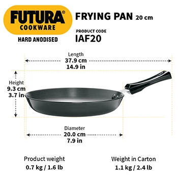 Hawkins Futura 20 cm Frying Pan, Hard Anodised Fry Pan, Induction Frying Pan, Small Frying Pan, Black (IAF20)