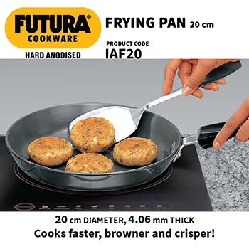 Hawkins Futura 20 cm Frying Pan, Hard Anodised Fry Pan, Induction Frying Pan, Small Frying Pan, Black (IAF20)