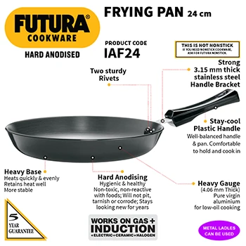 Hawkins Futura 24 cm Frying Pan, Hard Anodised Fry Pan, Induction Frying Pan, Black (IAF24)