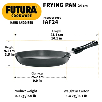 Hawkins Futura 24 cm Frying Pan, Hard Anodised Fry Pan, Induction Frying Pan, Black (IAF24)