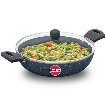 Hawkins Nonstick Pro Pasta Pan, 26 cm Diameter, Induction Frying Pan, Granite Fry Pan, Blue (ICP26G)