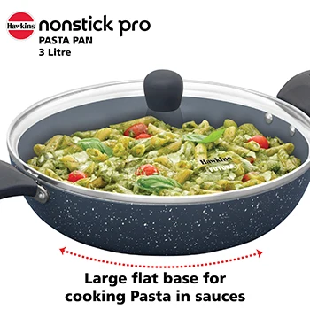 Hawkins Nonstick Pro Pasta Pan, 26 cm Diameter, Induction Frying Pan, Granite Fry Pan, Blue (ICP26G)