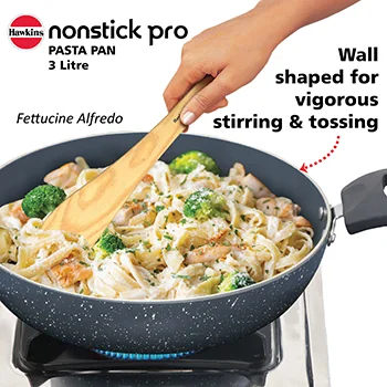 Hawkins Nonstick Pro Pasta Pan, 26 cm Diameter, Induction Frying Pan, Granite Fry Pan, Blue (ICP26G)