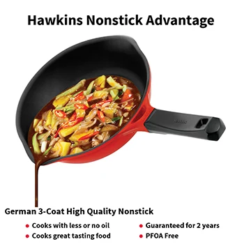 Hawkins 20 cm Frying Pan, Die Cast Non Stick Fry Pan, Ceramic Coated Pan, Induction Frying Pan, Small Frying Pan, Red (IDCF20)