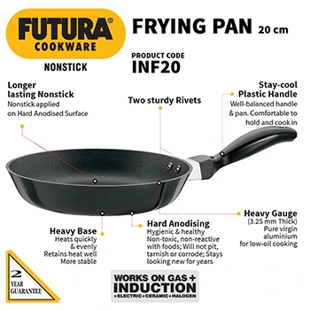 Hawkins Futura 20 cm Frying Pan, Non Stick Fry Pan, Induction Frying Pan, Small Frying Pan, Black (INF20)