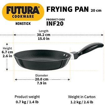 Hawkins Futura 20 cm Frying Pan, Non Stick Fry Pan, Induction Frying Pan, Small Frying Pan, Black (INF20)