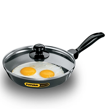 Hawkins Futura 20 cm Frying Pan, Non Stick Fry Pan with Glass Lid, Small Frying Pan, Black (NF20G)