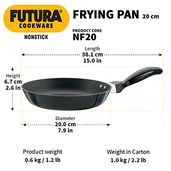 Hawkins Futura 20 cm Frying Pan, Non Stick Fry Pan, Small Frying Pan, Black (NF20)