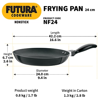 Hawkins Futura 24 cm Frying Pan, Non Stick Fry Pan, Frypan, Black (NF24)