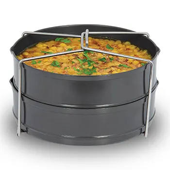Hawkins Two-Dish Hard Anodised Set, Cooker Separator, Pressure Cooker Pots, Black (ADS5)