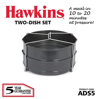 Hawkins Two-Dish Hard Anodised Set, Cooker Separator, Pressure Cooker Pots, Black (ADS5)