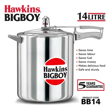 Hawkins 14 Litre Bigboy Pressure Cooker, Big Inner Lid Cooker, Silver (BB14)