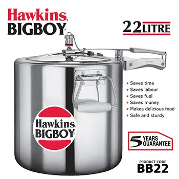Hawkins 22 Litre Bigboy Pressure Cooker, Big Inner Lid Cooker, Silver (BB22)