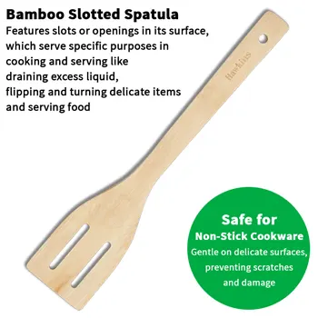 Hawkins Bamboo Spatula Set of 3, Natural Handmade Bamboo Spatulas, Kitchen Tools, Ladles, Turners, Flippers, Servers for Nonstick Cookware (BSPTL3N)
