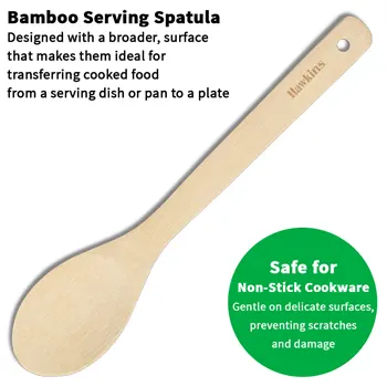 Hawkins Bamboo Spatula Set of 3, Natural Handmade Bamboo Spatulas, Kitchen Tools, Ladles, Turners, Flippers, Servers for Nonstick Cookware (BSPTL3N)