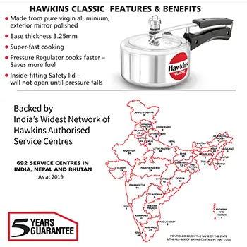 Hawkins 1.5 Litre Classic Pressure Cooker, Best Inner Lid Cooker, Small Cooker, Silver (CL15)