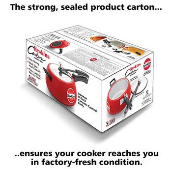 Hawkins 5 Litre Contura Pressure Cooker, Ceramic Coated Handi Inner Lid Cooker, Tomato Red (CTR50)