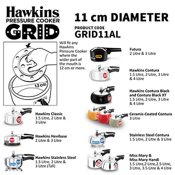 Hawkins 11 cm Pressure Cooker Grid for Steaming Food and Container Cooking, Silver (GRID11AL)