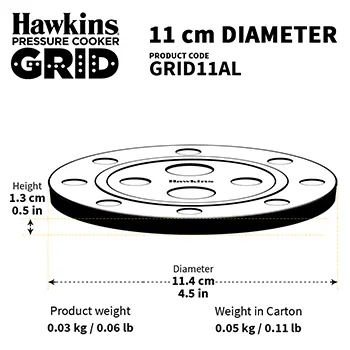 Hawkins 11 cm Pressure Cooker Grid for Steaming Food and Container Cooking, Silver (GRID11AL)