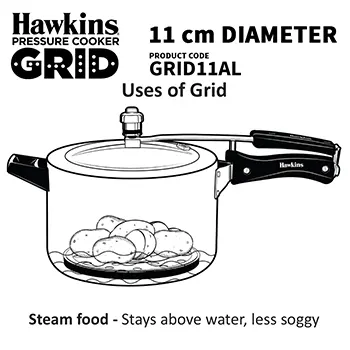 Hawkins 11 cm Pressure Cooker Grid for Steaming Food and Container Cooking, Silver (GRID11AL)