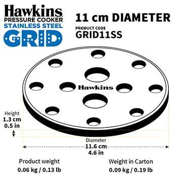 Hawkins 11 cm Pressure Cooker Stainless Steel Grid for Steaming Food and Container Cooking, Silver (GRID11SS)