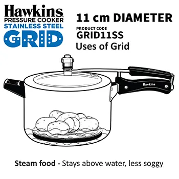 Hawkins 11 cm Pressure Cooker Stainless Steel Grid for Steaming Food and Container Cooking, Silver (GRID11SS)