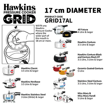 Hawkins 17 cm Pressure Cooker Grid for Steaming Food and Container Cooking, Silver (GRID17AL)