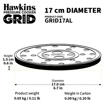 Hawkins 17 cm Pressure Cooker Grid for Steaming Food and Container Cooking, Silver (GRID17AL)