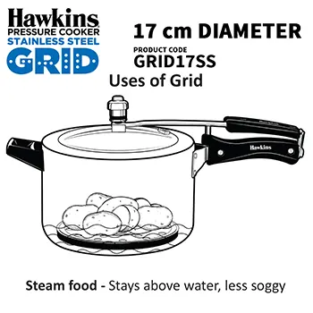 Hawkins 17 cm Pressure Cooker Stainless Steel Grid for Steaming Food and Container Cooking, Silver (GRID17SS)