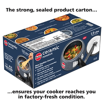 Hawkins 1.5 Litre Ceramic Nonstick Pressure Cooker, Induction Inner Lid Cooker, Granite Contura shaped Cooker, Best Cooker, Blue (ICC15)
