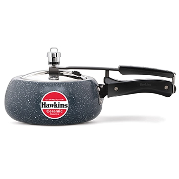 Hawkins 2 Litre Ceramic Nonstick Pressure Cooker, Induction Inner Lid Cooker, Granite Contura shaped Cooker, Best Cooker, Blue (ICC20)