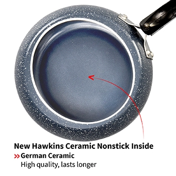 Hawkins 3 Litre Ceramic Nonstick Pressure Cooker, Induction Inner Lid Cooker, Granite Contura shaped Cooker, Best Cooker, Blue (ICC30)