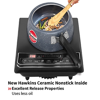 Hawkins 3 Litre Ceramic Nonstick Pressure Cooker, Induction Inner Lid Cooker, Granite Contura shaped Cooker, Best Cooker, Blue (ICC30)