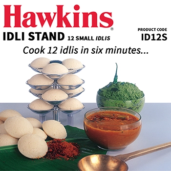Hawkins Idli Stand for 3 Litre Cooker, 12 Mini Idli Pan - For 3 Litre and bigger Pressure Cookers, Silver (ID12S)