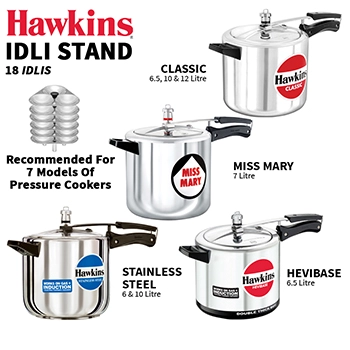 Hawkins Idli Stand for 6.5 Litre Cooker, 18 Idli Pan - For 6.5 Litre and bigger Pressure Cookers, Silver (ID18L)