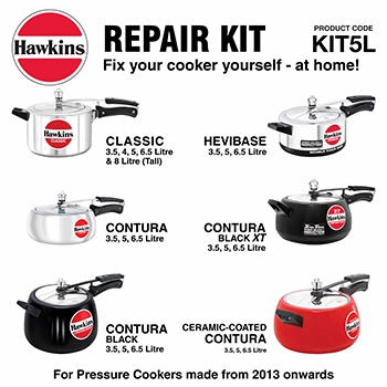 Hawkins Pressure Cooker Repair Kit with Cooker Gasket, Safety Valve, Body Handles and Spanner (KIT5L)