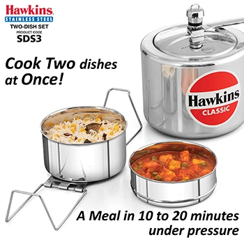 Hawkins Two-Dish Stainless Steel Set, Cooker Separator, Pressure Cooker Pots, Silver (SDS3)