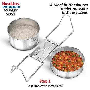 Hawkins Two-Dish Stainless Steel Set, Cooker Separator, Pressure Cooker Pots, Silver (SDS3)