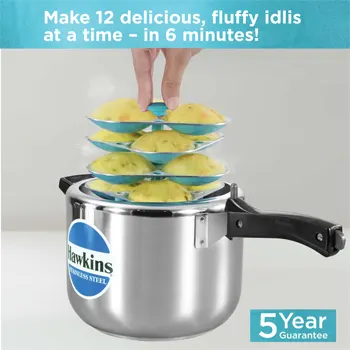 Hawkins Aqua Idli Stand for 5 Litre Cooker, 12 Idli Pan - For 5 Litre and bigger Pressure Cookers, Aqua Blue (UID5)
