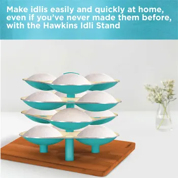 Hawkins Aqua Idli Stand for 5 Litre Cooker, 12 Idli Pan - For 5 Litre and bigger Pressure Cookers, Aqua Blue (UID5)